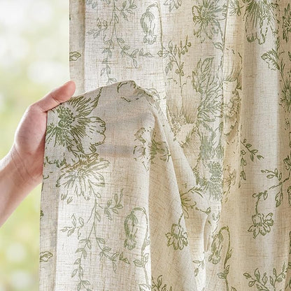 jinchan Linen Blend Floral Curtains - Image 4