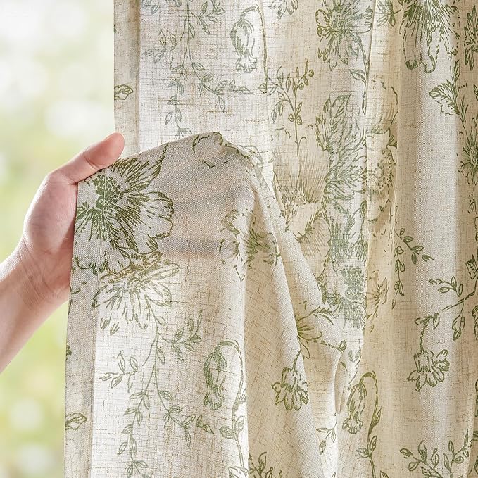 jinachan Linen Blend Floral Curtains - Image 4
