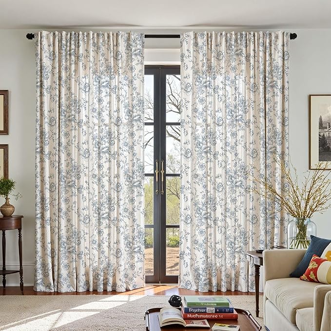 jinchan Linen Floral Curtains 100 Inch Extra Wide - Image 5
