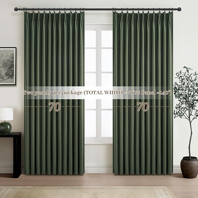 Curtains 70 Inch Length Extra Wide Pinch Pleated Blackout Curtain - Image 7