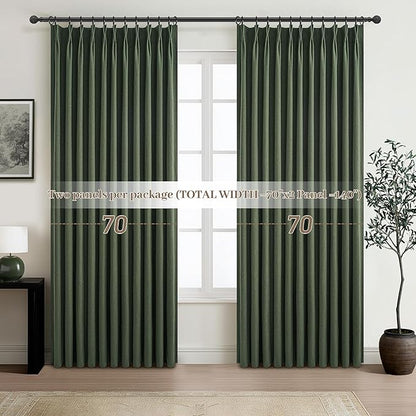 Curtains 70 Inch Length Extra Wide Pinch Pleated Blackout Curtain - Image 7