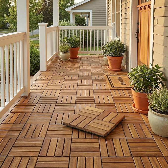 Bare Decor EZ Teak Flooring 12 Slat, 1 Sample Tile - Image 8