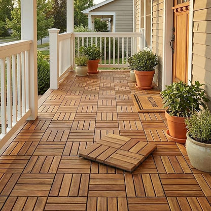 Bare Decor EZ Teak Flooring 12 Slat, 1 Sample Tile - Image 8