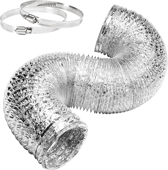YSSOA 4" Non-Insulated Air Aluminum Ducting Flexible Dryer Vent Hose 8 Feet Long by YSSOA