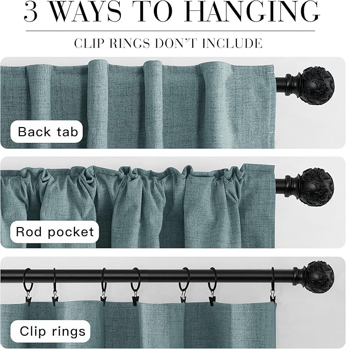 RYB HOME 100% Blackout Linen Textured Curtains 90 inches Long, Thermal - Image 7