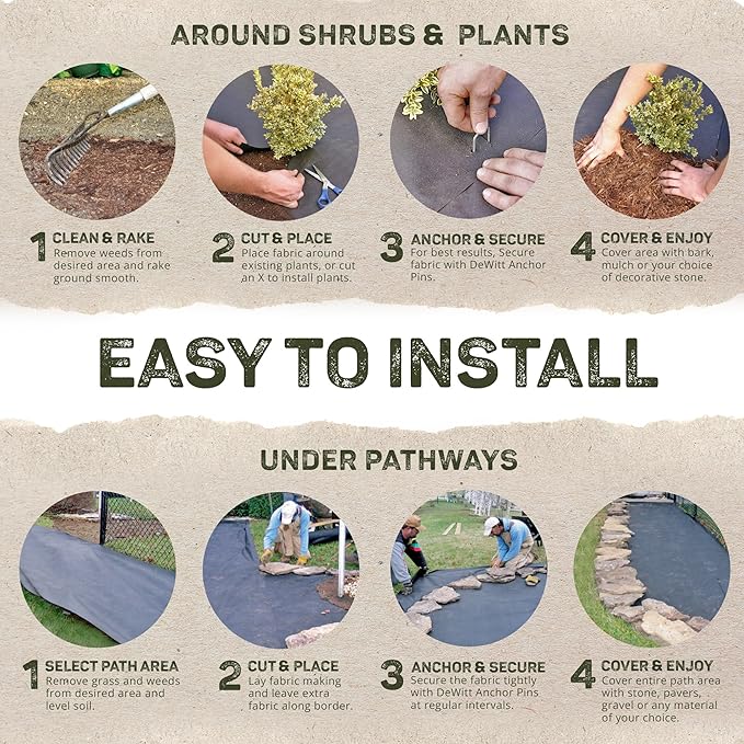 Dewitt 6-Pack Sunbelt Weed Barrier Fabric 3.2 oz, 4 x 300 Feet – Heavy-Duty - Image 5