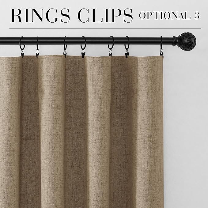 RYB HOME Burlap 100% Blackout Linen Curtains - Image 9