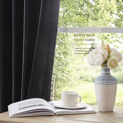 Luxury Black Decorative Velvet Curtains 102 inches Elegant Living Room Curtain - Image 5