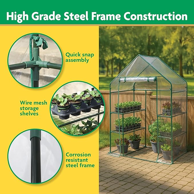Miracle-GRO 4'8" x 29" x 6'5" Outdoor Mini Walk-in Greenhouse Plant Tent - Image 4