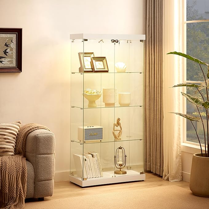 Yoluckea 4 Shelves Glass Display Cabinet by Yoluckea