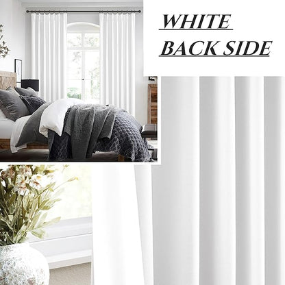Bright White Curtains 108 Inches Long Pinch Pleated Linen Blackout Curtains - Image 6