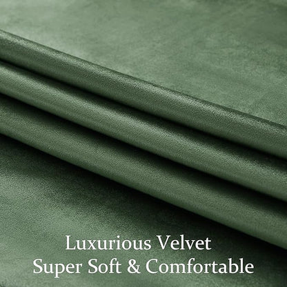 BULBUL Olive Green Velvet Curtains 63 inch Emerald Luxury Elegant Living Room - Image 5