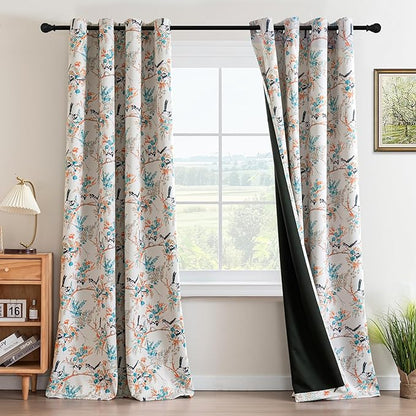 H.VERSAILTEX 100% Blackout Floral Vintage Curtains 96 inch Length 2 Panels by HVERSAILTEX
