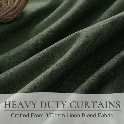 Dark Olive Green Curtains 70 Inch Length Extra Wide Pleated Black Out 90 Inch - Image 5