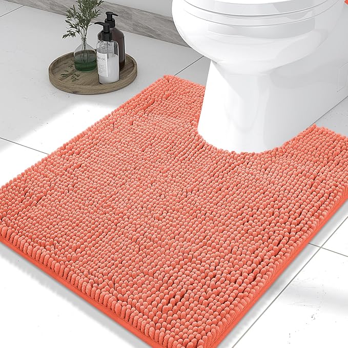 Smiry Luxury Chenille Toilet Rugs U-Shaped 24x20, Soft Absorbent Non-Slip by Smiry