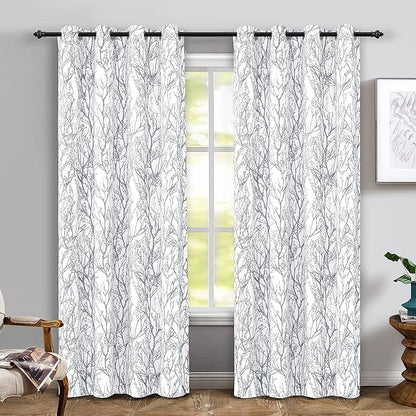 DriftAway Tree Branch Blackout Curtains Double Layer 90 Inches Long by DriftAway