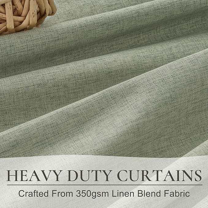 Sage Green Blackout Linen Curtains 96 Inches Long - Image 4
