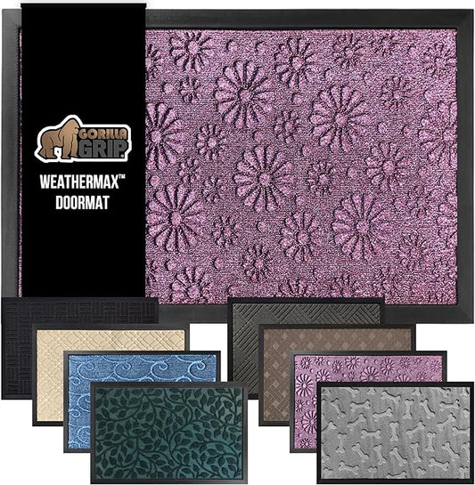 GORILLA GRIP 100% Waterproof All-Season WeatherMax Doormat, Durable Natural by GorillaGrip