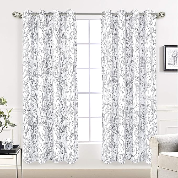 DriftAway Tree Branch Blackout Curtains Double Layer 63 Inches Long by DriftAway