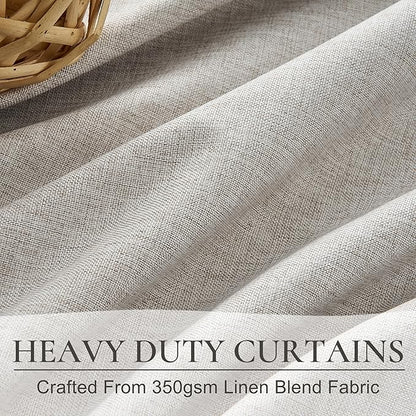 Natural Melange Taupe Blackout Curtains 102 Inch Long Flax Linen Curtain - Image 4
