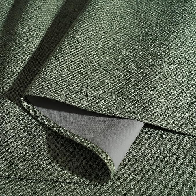 RYB HOME Olive Green 100% Blackout Linen Curtains 90 inches Long, Luxury - Image 4