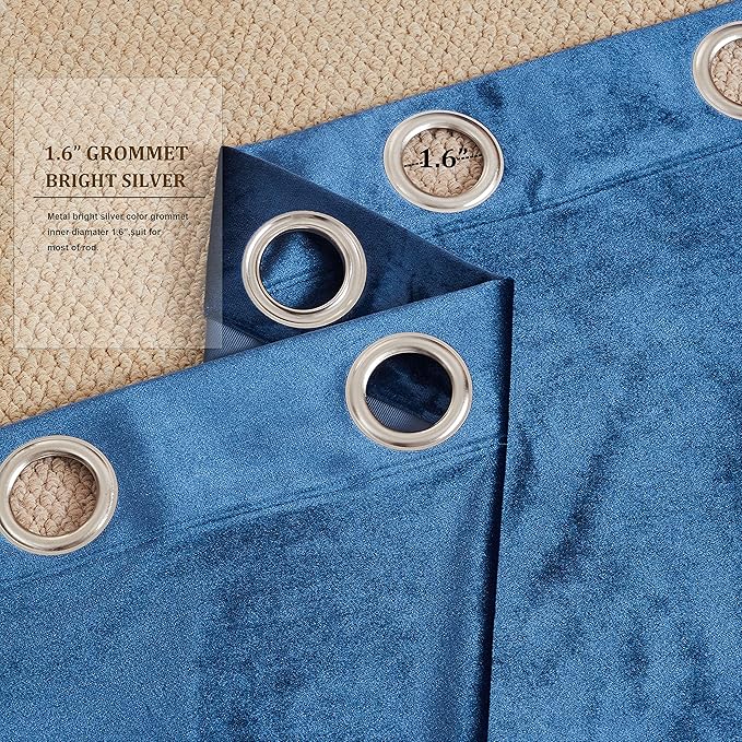 Navy Blue Decorative Velvet Curtains: 120 inch Dark Blue Elegant Living Room - Image 3