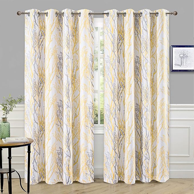 DriftAway Tree Branch Blackout Curtains Double Layer 84 Inches Long by DriftAway