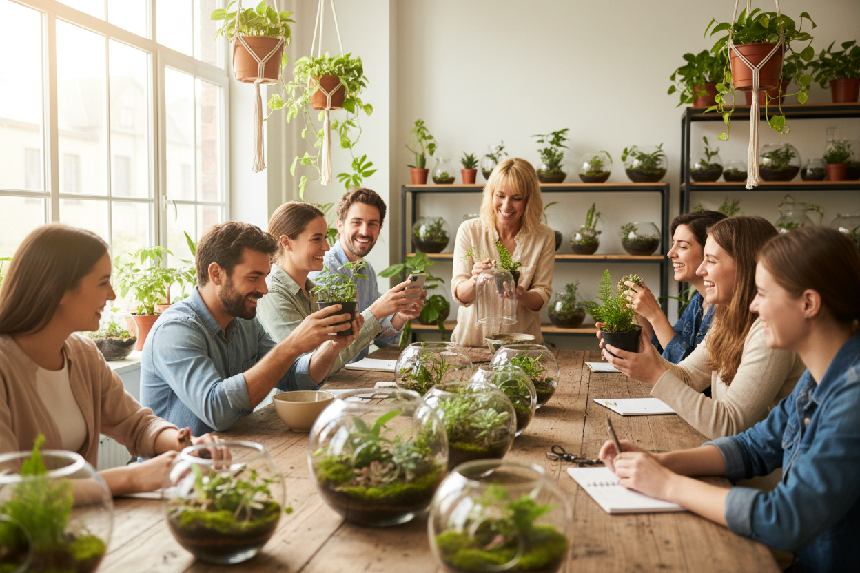 But we’re more than just a store. We’re a community of nature enthusiasts, sharing tips on ecosystem care, sustainable practices, and creative design ideas. Our goal is to help you cultivate calm, creativity, and joy through your personal living spaces. (make it real photo)